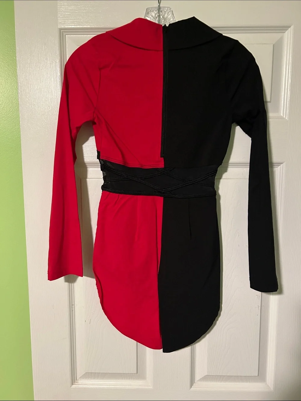 Weissman Black and Red Dance Costume Leotard with Sequin Waist